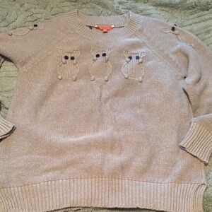 Cute Beige Owl Sweater